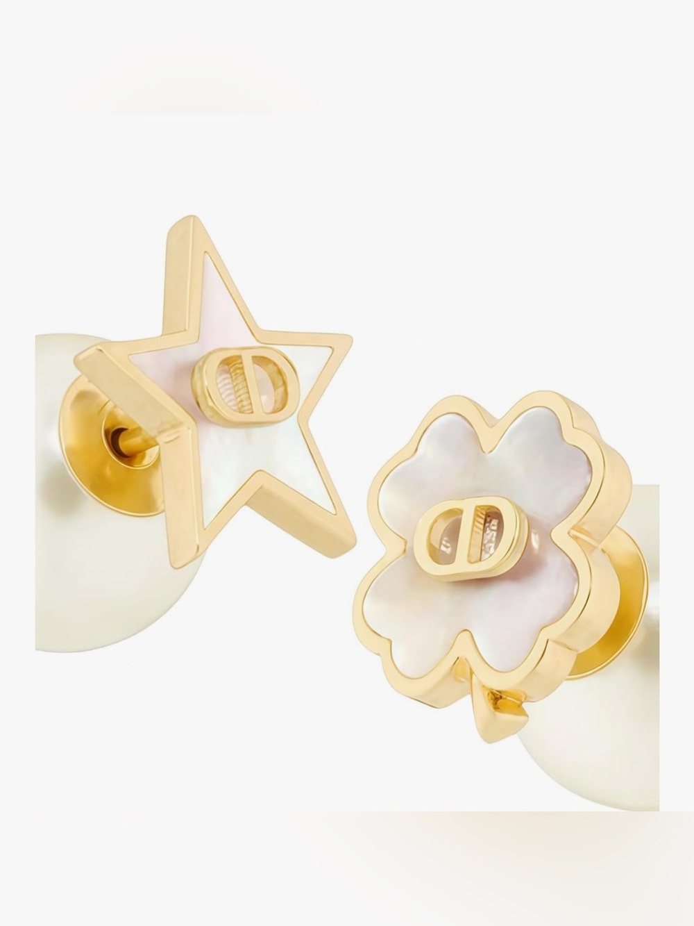 Gorgeous Dior CD Star & Clover MOP Pearl Tribales Earrings